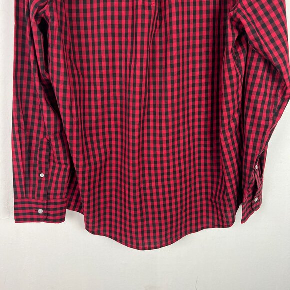 NWT Chaps Easy Care Buffalo Check Plaid Buttondown Shirt Red Black Size Large L - Picture 11 of 11